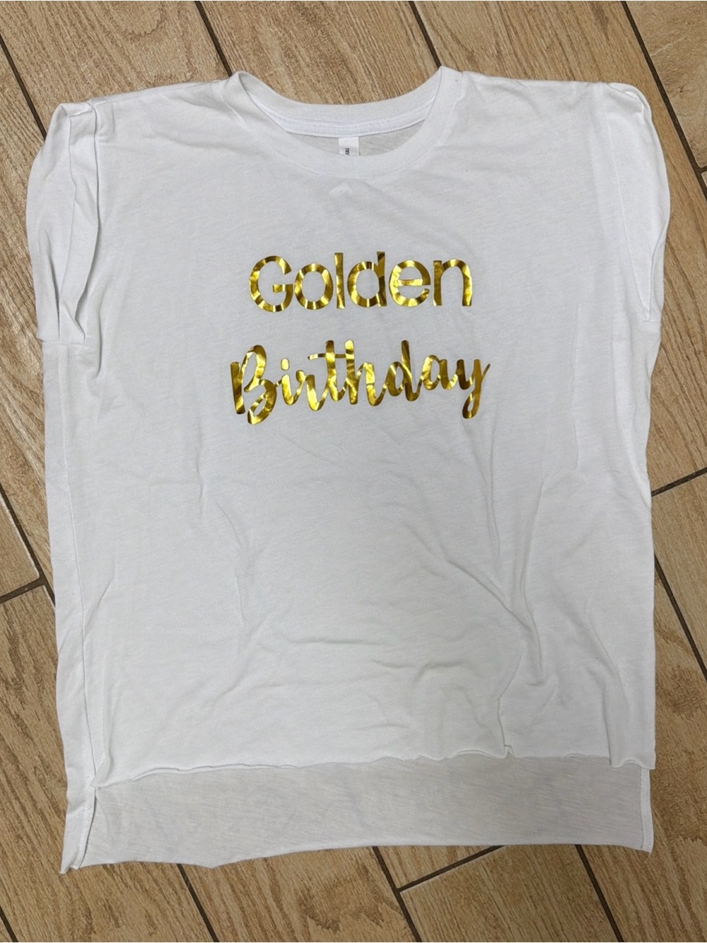 Bella+Canvas T-Shirt Womens Medium Golden Birthday  Short Sleeve High Low Hem